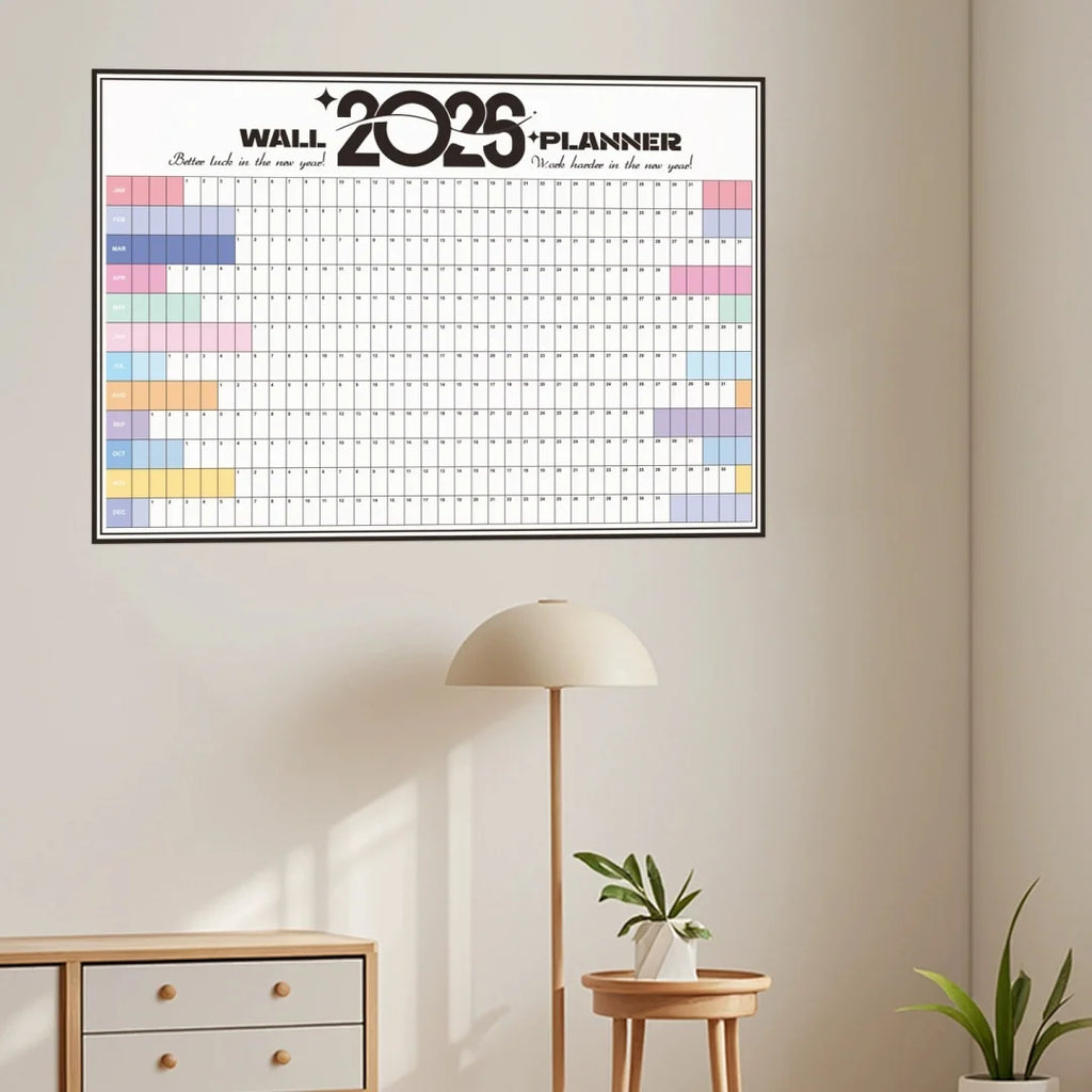 2026 Wall Calendar Planner with Habit Tracker Large Schedule Sticker Motivational Goal Setting Poster for Office Home School