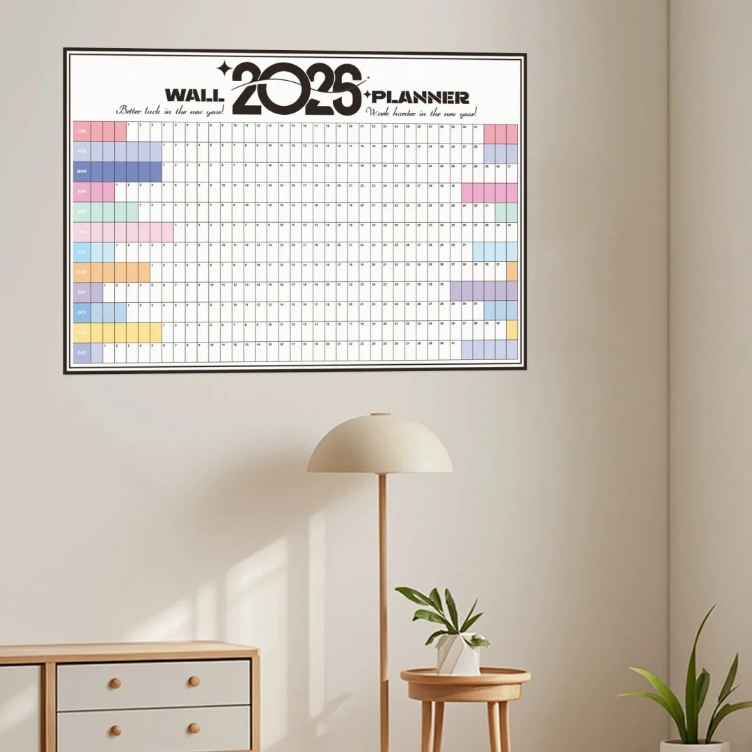 2026 Wall Calendar Planner with Habit Tracker Large Schedule Sticker Motivational Goal Setting Poster for Office Home School