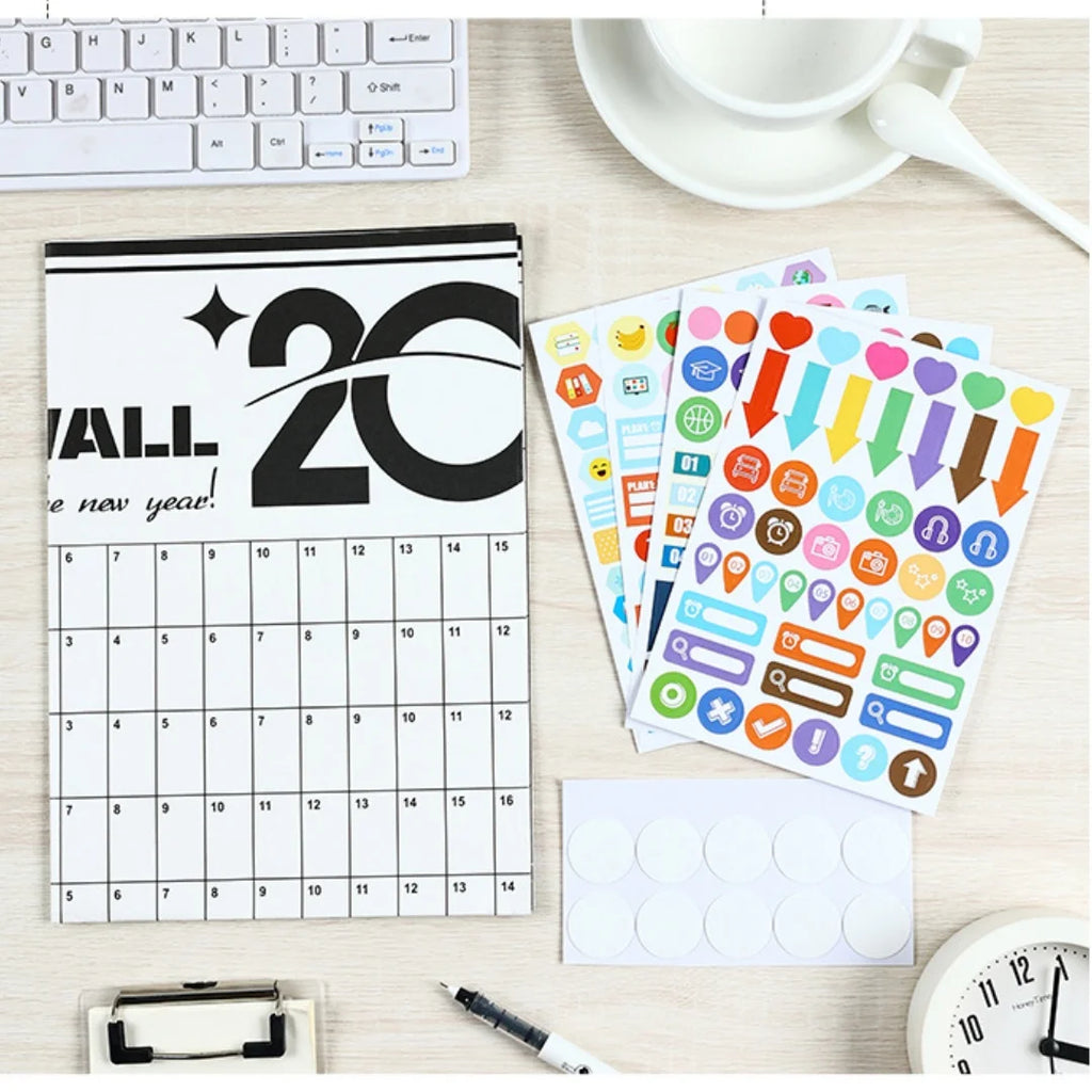 2026 Wall Calendar Planner with Habit Tracker Large Schedule Sticker Motivational Goal Setting Poster for Office Home School