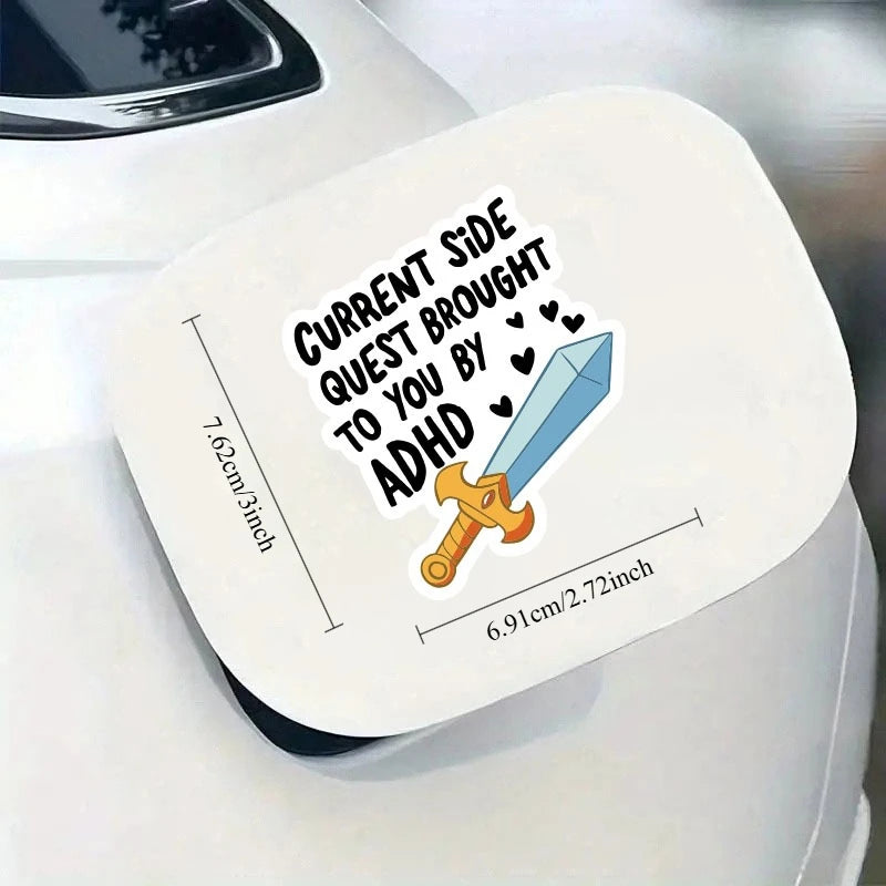 2 Pack of Funny ADHD Sword Stickers