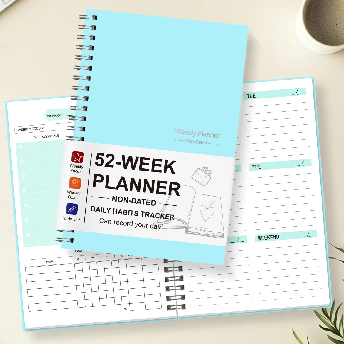 52 Week Weekly Planner Non Dated A5 Spiral Notebook