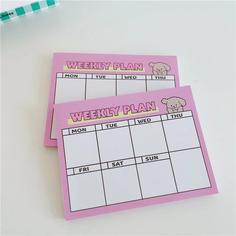 Cute Puppy Pink Weekly Plan Notepad, 50 Sheets