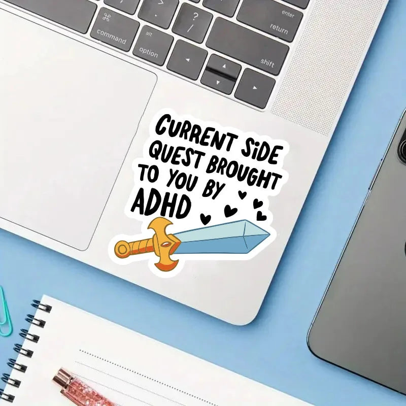 2 Pack of Funny ADHD Sword Stickers