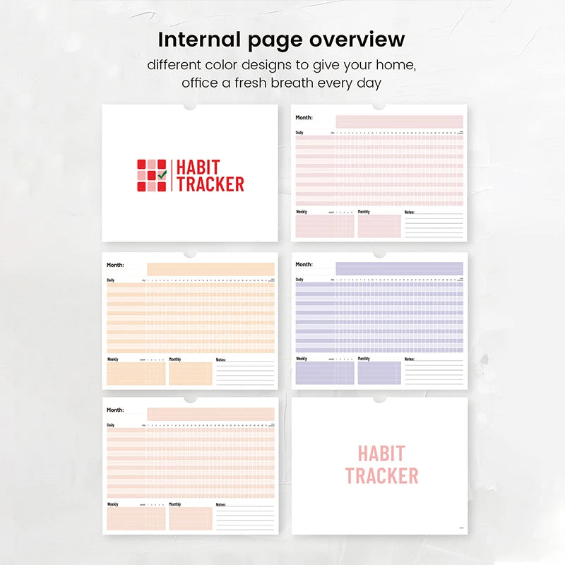 Monthly Habit Tracker Planner Spiral Bound Goal Journal Daily Weekly Checklist To Do Notes Pad for Home Office