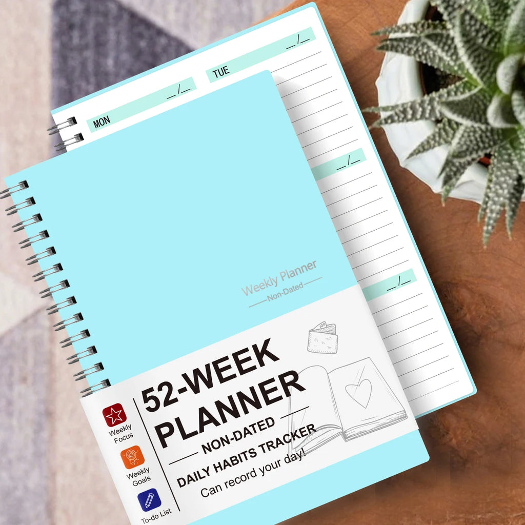 52 Week Weekly Planner Non Dated A5 Spiral Notebook