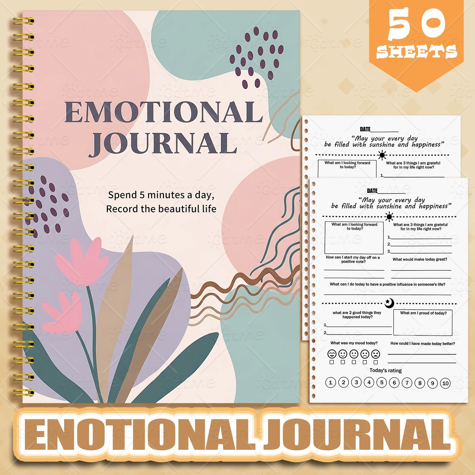 Emotions Journal - Mental Health Planner,Wellness Workbook,Therapy Worksheet,Anxiety Management,Self Care Tracker