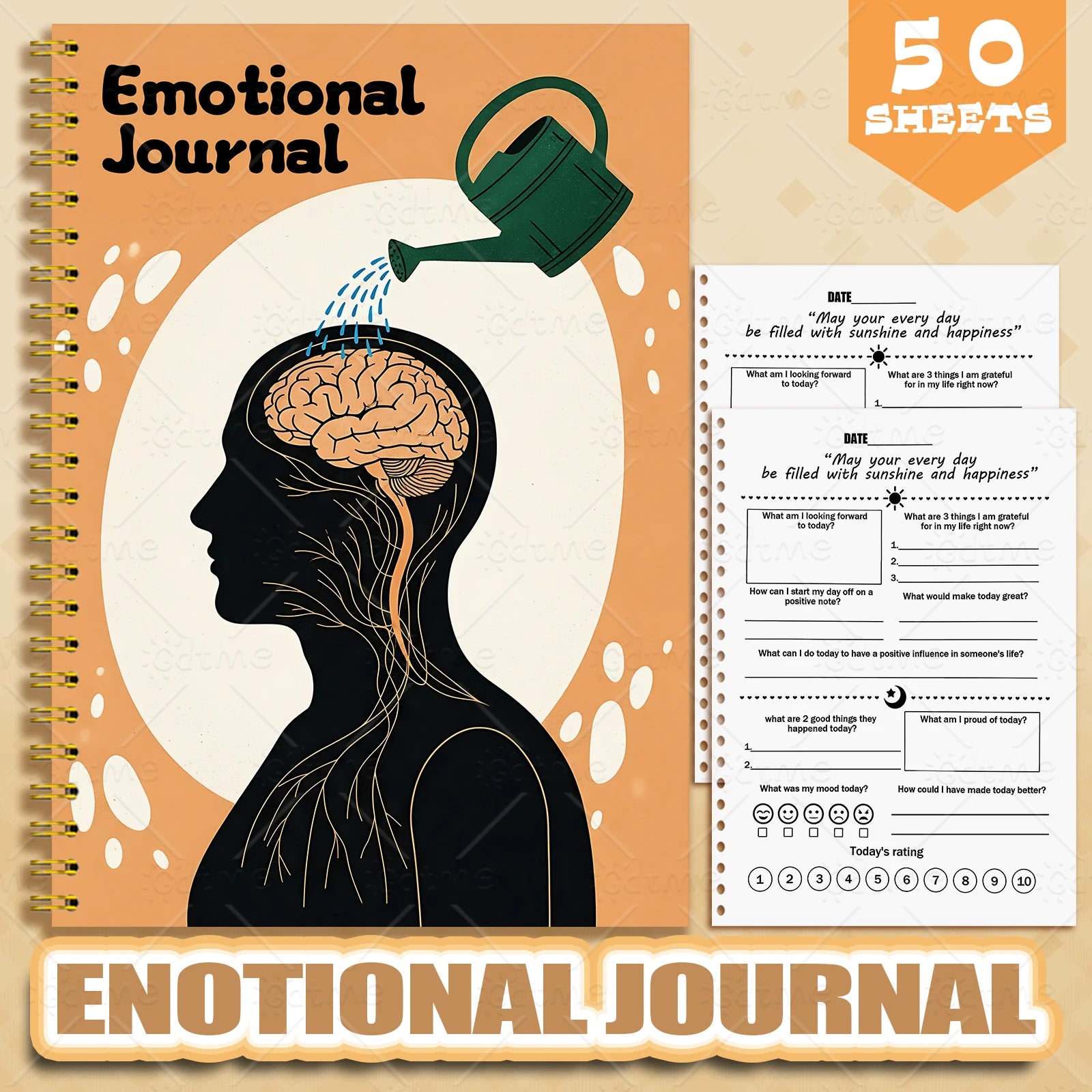 Emotions Journal - Mental Health Planner,Wellness Workbook,Therapy Worksheet,Anxiety Management,Self Care Tracker