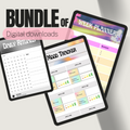 Daily habits, mood tracker, and weekly planner digital template bundle