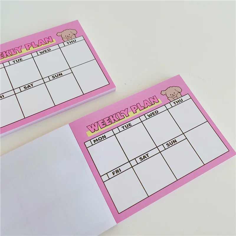 Cute Puppy Pink Weekly Plan Notepad, 50 Sheets