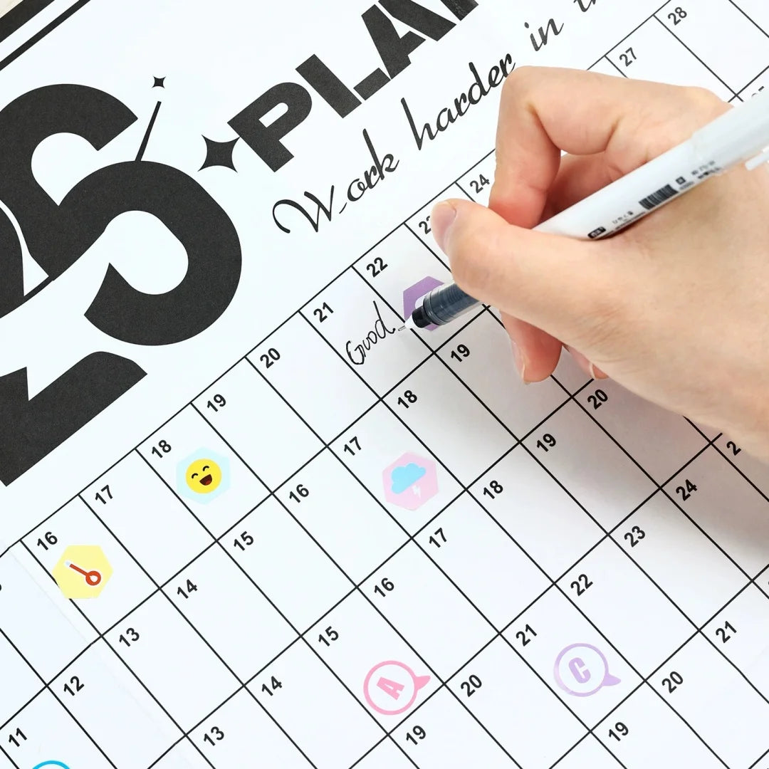 2026 Wall Calendar Planner with Habit Tracker Large Schedule Sticker Motivational Goal Setting Poster for Office Home School