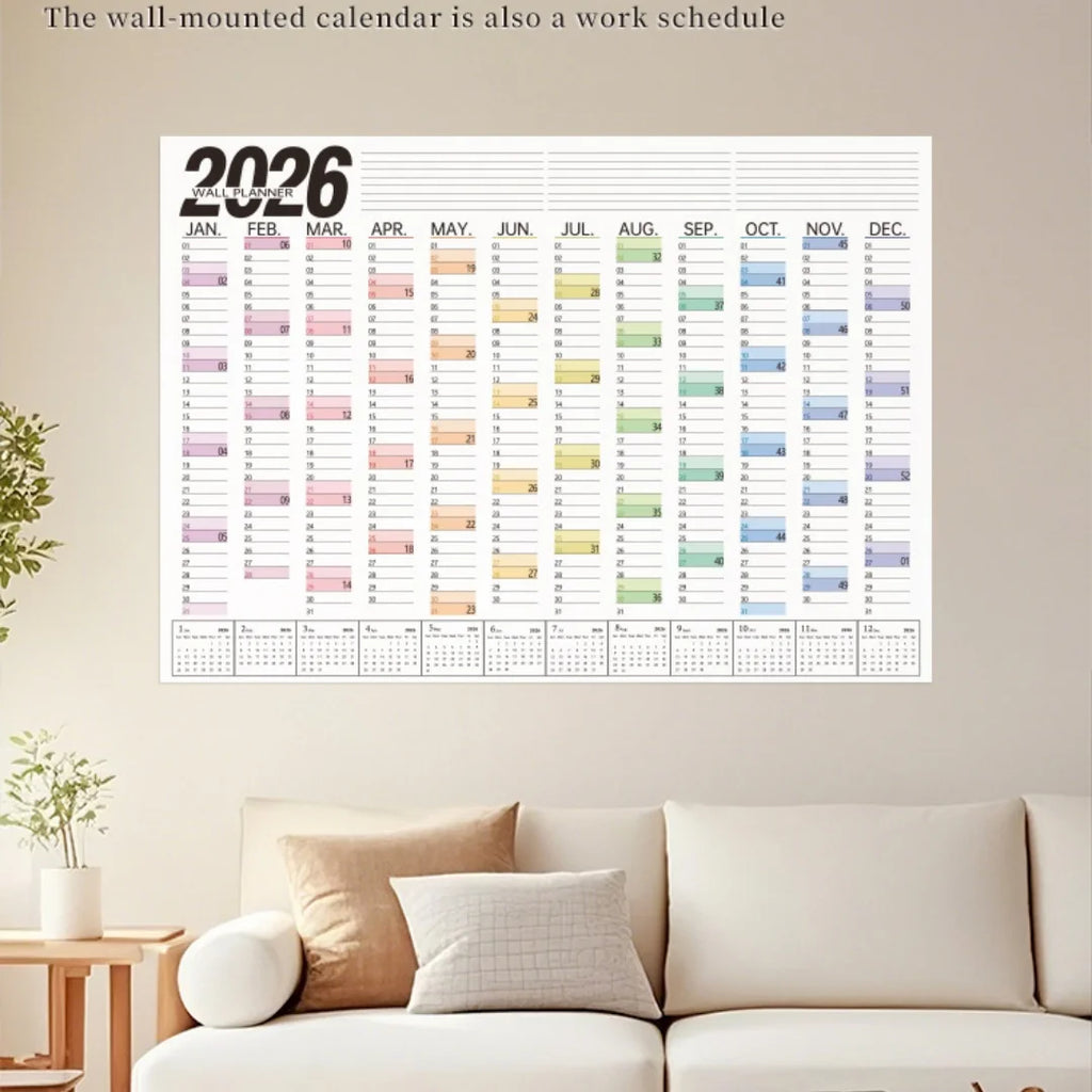 2026 Wall Calendar Planner with Habit Tracker Large Schedule Sticker Motivational Goal Setting Poster for Office Home School