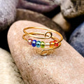 Fidget Ring Rotatable Anti Stress Spinner Anxiety Silver Metal Rotate Stainless Steel Colourful Beads