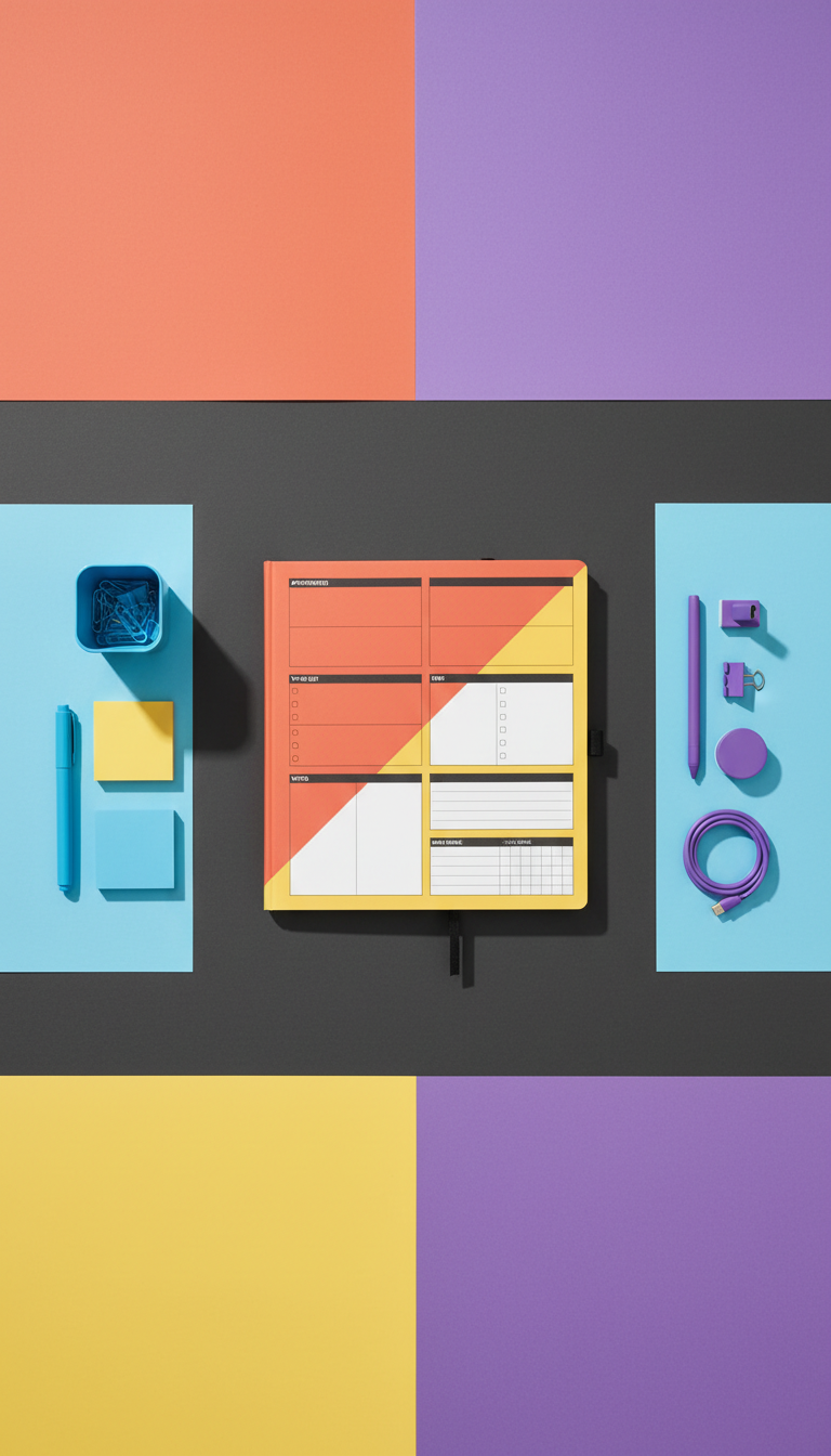 Undated Daily Planner With Color Blocks