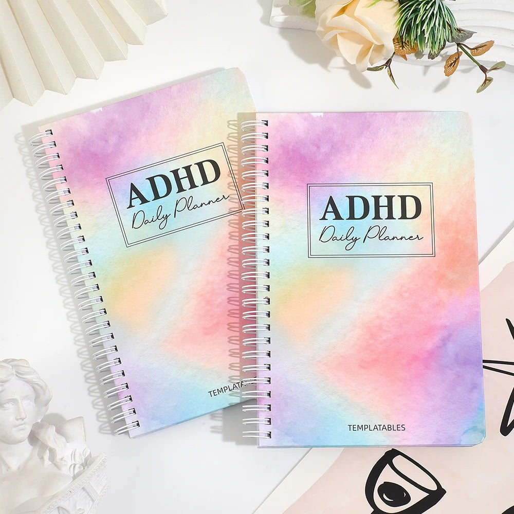 64 Page ADHD Daily Focus Planner A5 Notebook with Stickers Multi-Color Pages for Neurodivergent Adults Students