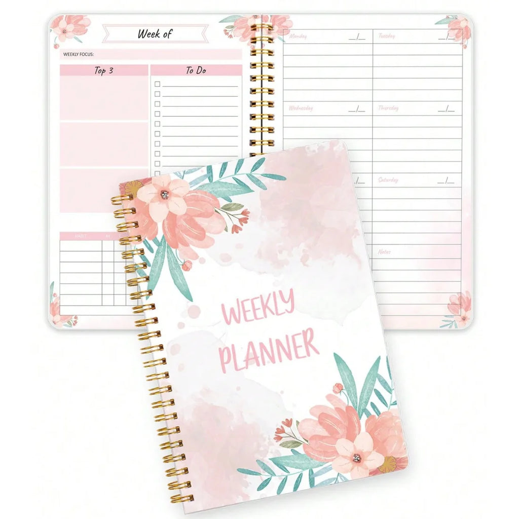 A5 Weekly Planner, Undated Organizer with Weekly Focus, To-Do List, Habit Tracker, Perfect for Work, School, and Productivity