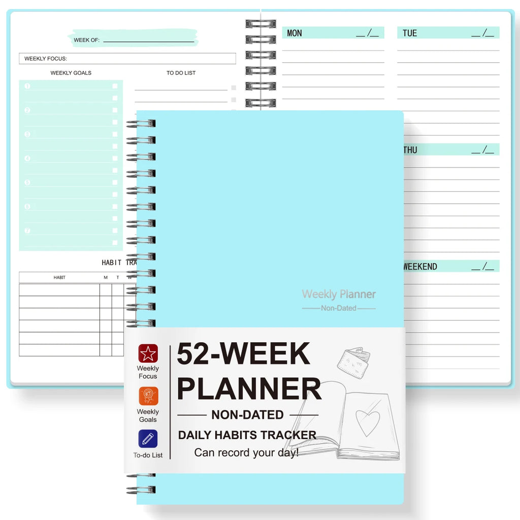 52 Week Weekly Planner Non Dated A5 Spiral Notebook