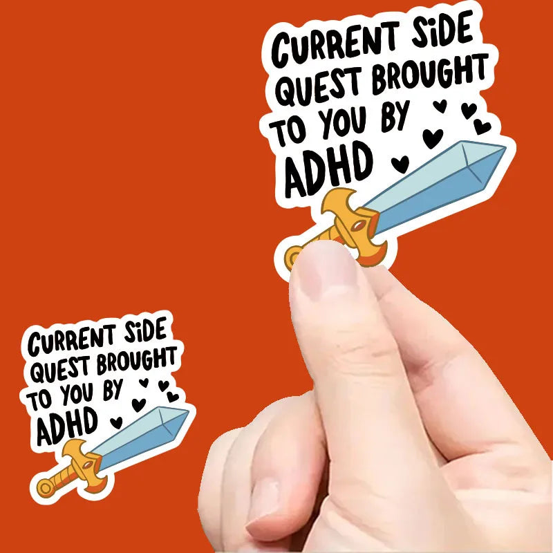 2 Pack of Funny ADHD Sword Stickers
